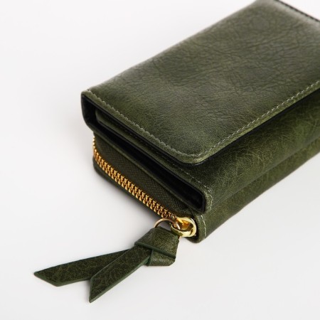 Women's wallet on the button, green color-2