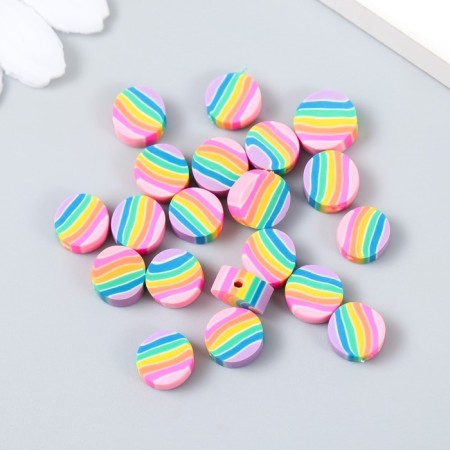Beads for the creativity of PVC "Rainbow circles" set 20 pcs 0.5x1x1 cm-2