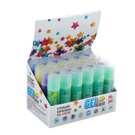 Magic-based glue, based on PVP, 15 g, Devente Color Gel, gel (light application, disappearing color indicator), mix x 4 colors, cardboard box-3