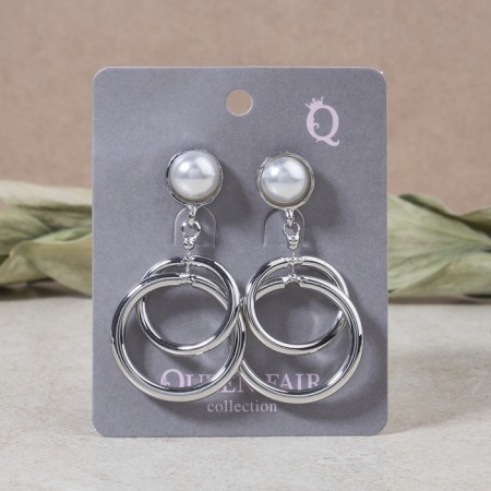 Earrings with pearls "Eternity", white color in silver-1