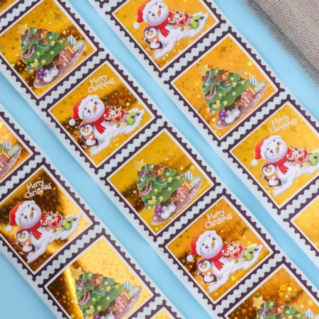 Stickers in the roll "Snowman", 300 pcs, 3.8 x 3.8 cm-2