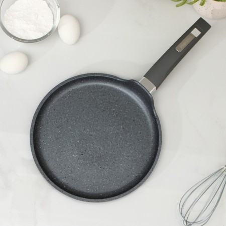 Pancake pan “granite”, d = 24 cm, plastic handle, anti -stick coating, gray color-2