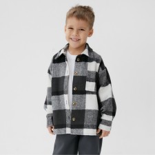 Children's shirt kaftan insulated, gray color, size 34 (122-128 cm)