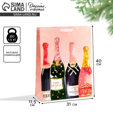 Laminated vertical “bottle for you”, l 31 x 40 x 11.5 cm, New Year