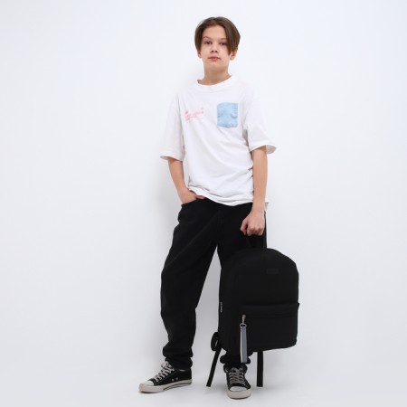 School textile school with a reflective sling, 38x29x11 cm, black-10