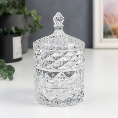 Casket glass cylinder "rhombics and dome" transparent 16x8.5x8.5 cm