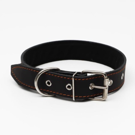 Leather collar on synthetic winterizer, 70 x 3.5 cm, Osh 45-60 cm, black-1