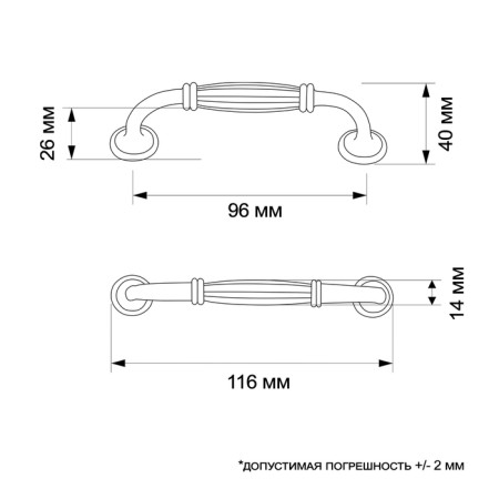 PC176WW/GP handle handle, m/o 96 mm, white with gold-5