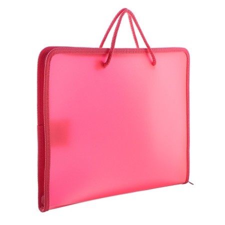 A folder with A4 handles, 230 x 185 x 25 mm, lightning around, plastic, PT-112, "office", tinted, red color-1