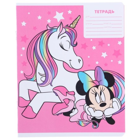 Notebook in a cage 12 sheets, 5 types of mix, cover coated cardboard, Minnie Mouse and unicorn-6