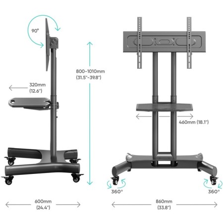 Onkron TS1350 Black 32 "-70" Max.45kg Floor Mobile TV-5