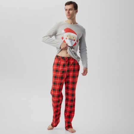 Pajama New Year's male KAFTAN "Santa", red/gray color, size 48-9