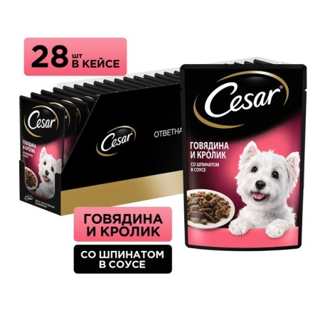 Wet Cesar food for dogs, beef/rabbit/spinach, spider, 85 g-2