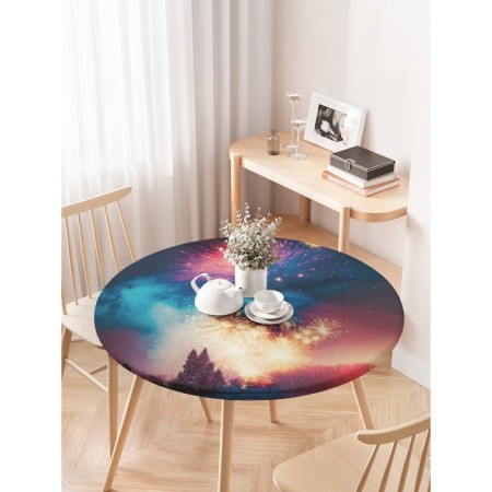 Tables on the table “Salute in winter”, round, oxford, elastic band, size 120x120 cm, diameter 75-100 cm-2