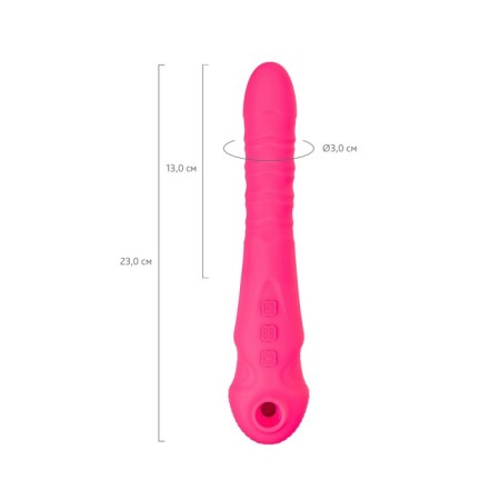 Jos Cotox vibrator with vacuum stimulation, 23 cm, silicone, pink color-6