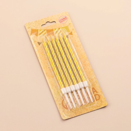 Candles in the Cake "Metallic", 14 cm, 12 pcs, golden-2