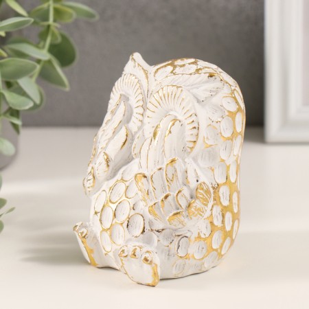 Souvenir Polystone "Council - Hide and Hide Play" White with a golden patina 6.5x7x9 cm-3