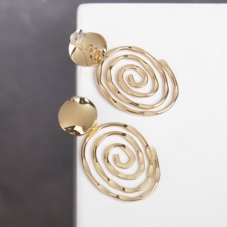 Earrings Metal "Gate" two ovals, color gold-2