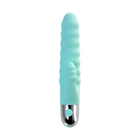 A relief vibrator with clitoral stimulation Flovetta Flax, silicone, mint, 17.5 cm-6