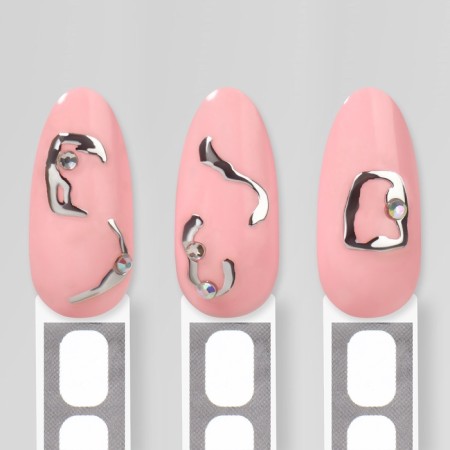 Nail stickers "glare", voluminous, silver color-4