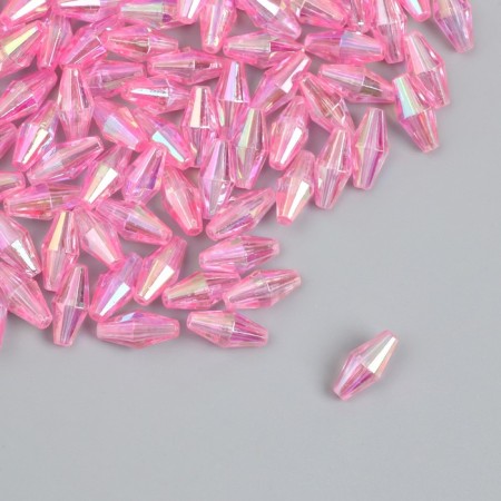 Beads for creativity Plastic "Rhombus Crystal Holography Pink" set 20 grams 0.6x0.6x1.2 cm 989630-1