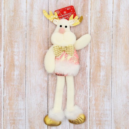 Soft suspension "Deer in a shiny suit, long legs" 8x23 cm, pink-1