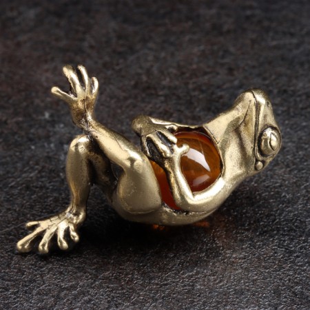 Souvenir "Frog Fool", Brass, Amber