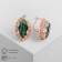 Earrings with rhinestones "Edel" Ellipse openwork, emerald color in pink gold