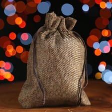 Gift bag from canvases, brown, 13 x 18 cm