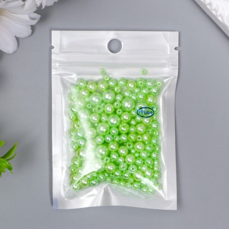 Beads for creativity plastic "Round. Pistachio" d = 3-8 mm, set 10 grams-2