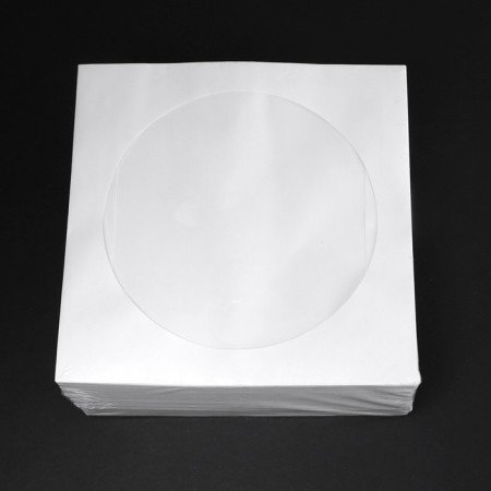 Envelope for CD/DVD discs, 125x125 mm, d = 100 mm, window, cut. Language, white-1