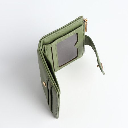 Women's wallet on the button, green color-4