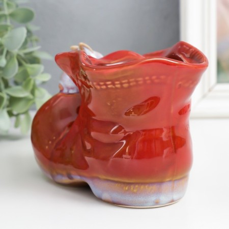 Souvenir Ceramics "Boat with a Zaychik" red 7x13.5x9.5 cm-3