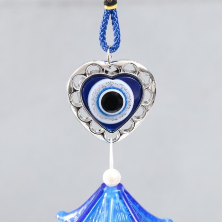 Wind Music Metal "heart" from the evil eye with a brush 3 bells 36 cm-1