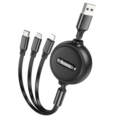 Hoco X75, 3 in 1 Lightning/Micro/Type -C - USB, 2 A, 1 m, PVC, black