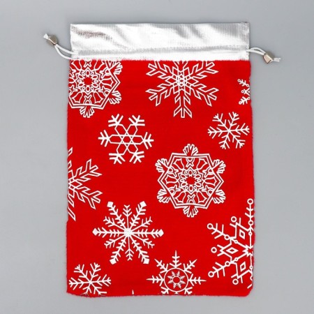 Bag gift plush “I hurry to you”, snowflakes, embossing, 20 x 30 cm +/- 1.5 cm, New Year-4