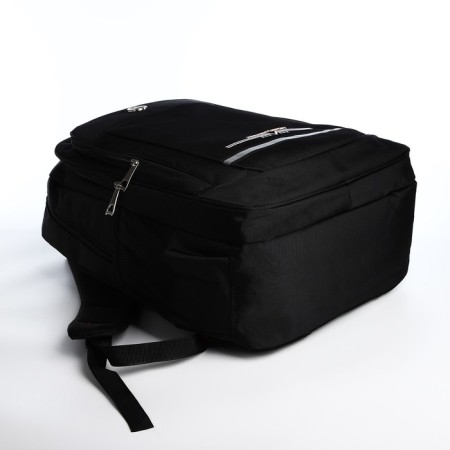 Youth backpack from textiles, 2 lightning departments, 4 pockets, black/orange color-4