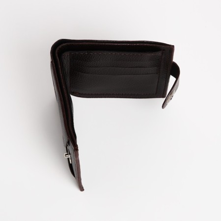 Male purse on a magnet, department for bills, for maps, for coins, brown color-3