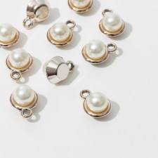 Pearl-suspension “Pearl” ball 1.8 × 1.4 × 0.8 cm, (set10 pcs.), White color in gold