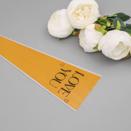 Packet stoop for flowers, "love you", 12.5+4x45 cm, yellow-2