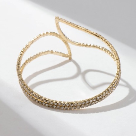 Bracelet with rhinestones "ice" beauty lines, white color in gold-1