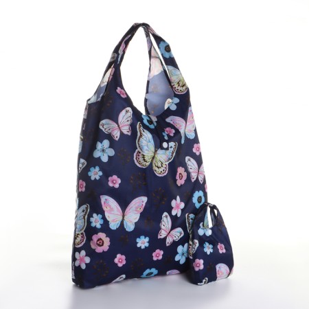 Household bag on the button, folding, blue color