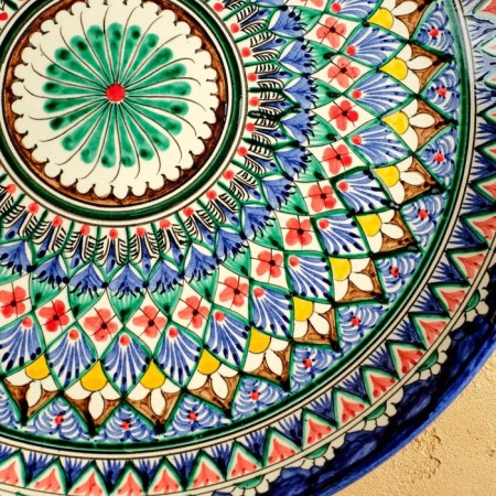 Round Laragan "Rishtan", 36 cm, blue-red ornament-7