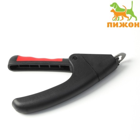 Gilotine clawerus with a non-slip handle, plastic housing, a hole of 9 mm, black with red