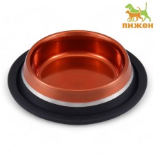 A bowl with a non -slip base decorative color, 230 ml, bronze with a silver strip