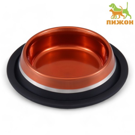 A bowl with a non -slip base decorative color, 230 ml, bronze with a silver strip