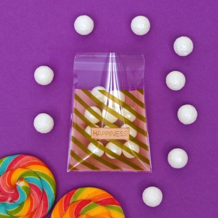 BOPP package with sticky tape, "stripes", 7*7+3cm-3