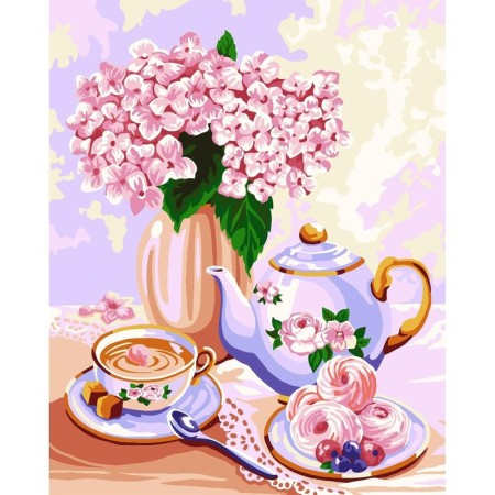 Picture on numbers on a canvas with a subframe "Morning tea party", 40 x 50 cm-1
