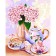 Picture on numbers on a canvas with a subframe "Morning tea party", 40 x 50 cm
