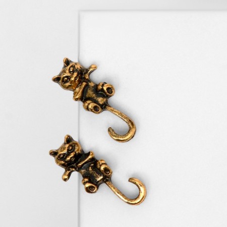 Earrings Metal "kittens" tailed, color black gold-2